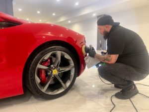 Red Ferrari with ceramic coating